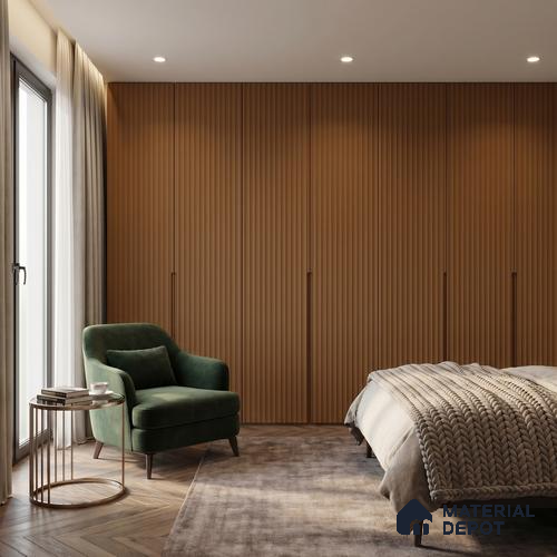 Wooden Fluted Look LM 23554 (BB 902) Butterscotch Swirl 8 ft x 4 ft Antique Tones Finish Decorative Laminate - 1 mm | Suitable for TV Unit, Wardrobe, Kitchen Cabinets