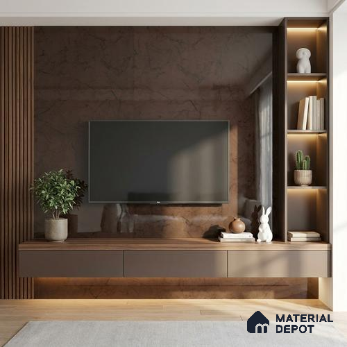 LM 23557 Earth Tones 8 ft x 4 ft High Gloss Finish Decorative Laminate - 1 mm | Suitable for TV Unit, Wardrobe, Kitchen Cabinets
