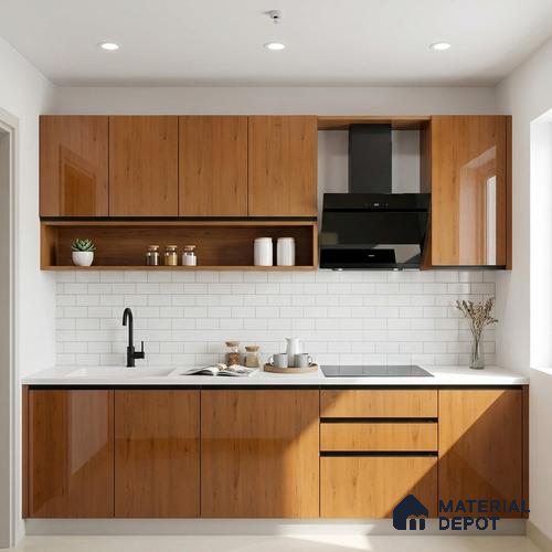 Wooden Look LM 23560 (HG 7124) Autumn Oak 8 ft x 4 ft High Gloss Finish Decorative Laminate - 1 mm | Suitable for TV Unit, Wardrobe, Kitchen Cabinets