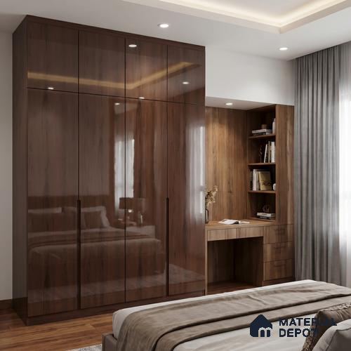 Wooden Look LM 23562 (HG 7126) Midnight Mahogany 8 ft x 4 ft High Gloss Finish Decorative Laminate - 1 mm | Suitable for TV Unit, Wardrobe, Kitchen Cabinets