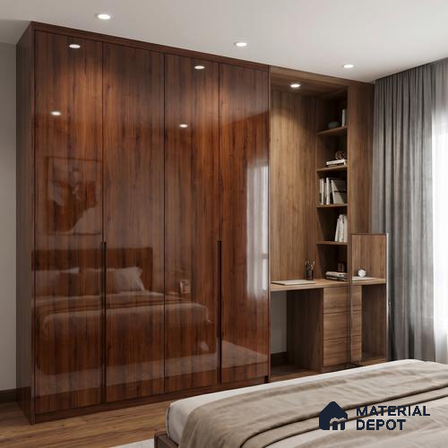 Wooden Look LM 23567 (HG 7117) Cacao Bean 8 ft x 4 ft High Gloss Finish Decorative Laminate - 1 mm | Suitable for TV Unit, Wardrobe, Kitchen Cabinets