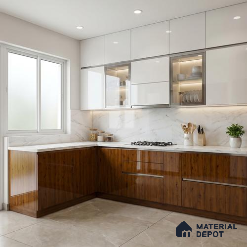 Wooden Look LM 23568 (HG 7292) Urban timber 8 ft x 4 ft High Gloss Finish Decorative Laminate - 1 mm | Suitable for TV Unit, Wardrobe, Kitchen Cabinets