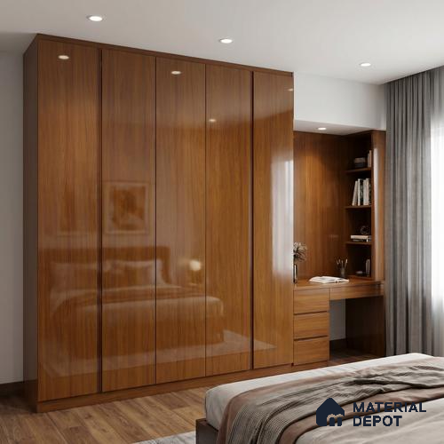 Wooden Look LM 23570 Sunrise Oak 8 ft x 4 ft High Gloss Finish Decorative Laminate - 1 mm | Suitable for TV Unit, Wardrobe, Kitchen Cabinets