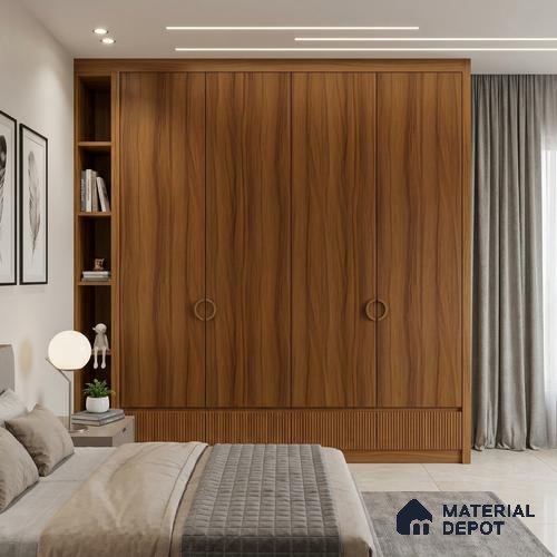 Wooden Look LM 23586 Wheatfield Glow 8 ft x 4 ft Amberwood Luxe Finish Decorative Laminate - 1 mm | Suitable for TV Unit, Wardrobe, Kitchen Cabinets