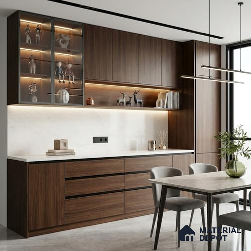 Wooden Look LM 23587 Dark Walnut 8 ft x 4 ft Amberwood Luxe Finish Decorative Laminate - 1 mm | Suitable for TV Unit, Wardrobe, Kitchen Cabinets