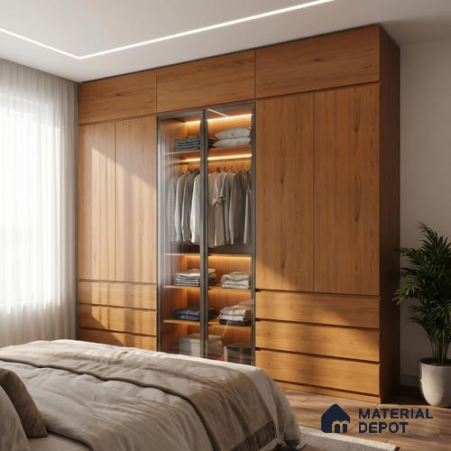Wooden Look LM 23595 Autumn Oak 8 ft x 4 ft Autumn Weave Finish Decorative Laminate - 1 mm | Suitable for TV Unit, Wardrobe, Kitchen Cabinets