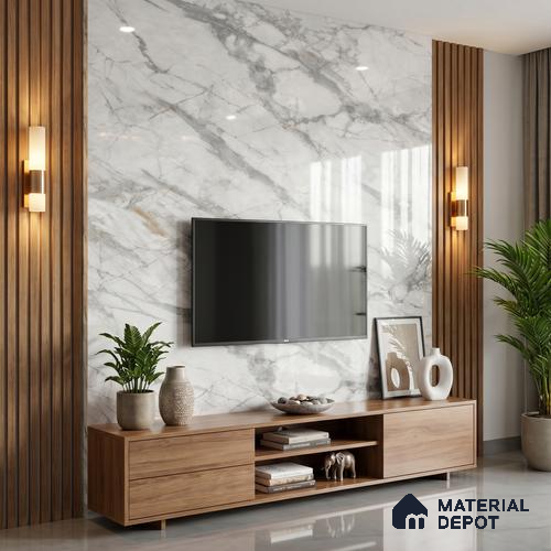 Grey Marble Acrylic Laminate LM 24306 8 ft x 4 ft High Gloss Finish - 1.5 mm | Suitable for TV Unit, Wardrobe, Cabinets