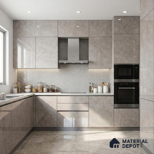 Beige Marble Acrylic Laminate LM 24311 8 ft x 4 ft High Gloss Finish - 1.5 mm | Suitable for TV Unit, Wardrobe, Cabinets
