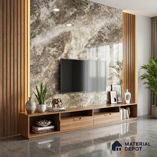 Brown Marble Acrylic Laminate LM 24313 8 ft x 4 ft High Gloss Finish - 1.5 mm | Suitable for TV Unit, Wardrobe, Cabinets