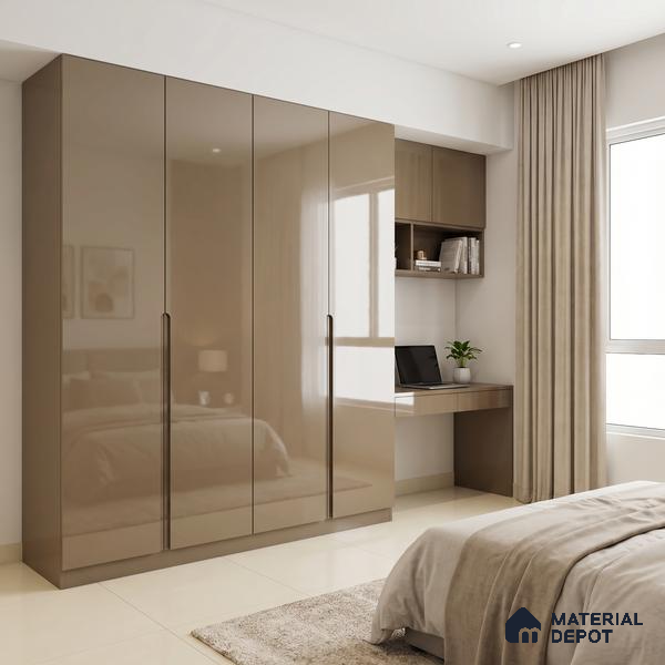 Taupe Brown Solid Color Acrylic Laminate LM 24329 8 ft x 4 ft High Gloss Finish - 1.5 mm | Matching Edgeband code - EB 02119 | Suitable for Living Room, Kitchen, Office