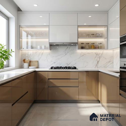 Olive Brown Solid Color Acrylic Laminate LM 24331 8 ft x 4 ft High Gloss Finish - 1.5 mm | Matching Edgeband code - EB 02121 | Suitable for Living Room, Kitchen, Office