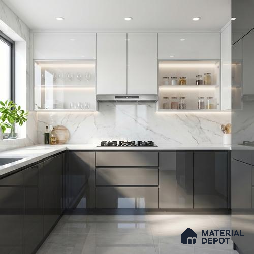 Deep Olive Green Solid Color Acrylic Laminate LM 24335 8 ft x 4 ft High Gloss Finish - 1.5 mm | Matching Edgeband code - EB 02125 | Suitable for Living Room, Kitchen, Office
