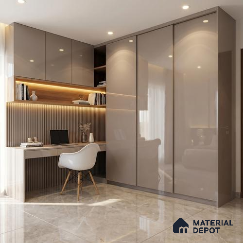 Taupe Purple Solid Color Acrylic Laminate LM 24355 8 ft x 4 ft High Gloss Finish - 1.5 mm | Matching Edgeband code - EB 02133 | Suitable for Living Room, Kitchen, Office