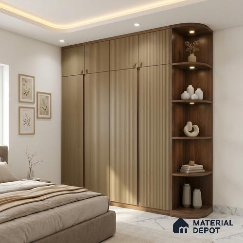Caramel Brown Fluted Solid Color LM 24374 8 ft x 4 ft Texture Finish Decorative Laminate - 1 mm | Suitable for TV Unit,Wardrobe, Kitchen Cabinets