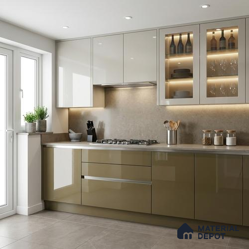 Ochre Brown Solid Colors Look LM 24449  8 ft x 4 ft High Gloss Finish Decorative Laminate - 1 mm | Suitable for Living Room, Kitchen, Office