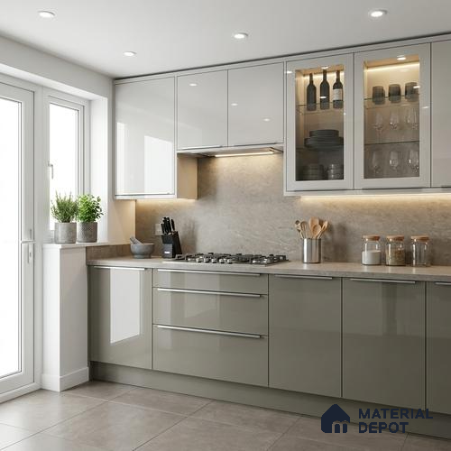 Deep Olive Green Solid Colors Look LM 24451  8 ft x 4 ft High Gloss Finish Decorative Laminate - 1 mm | Suitable for Living Room, Kitchen, Office