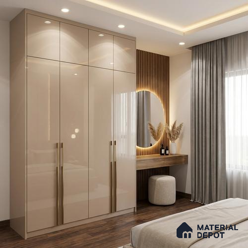 Blush Pink Solid Colors Look LM 24452  8 ft x 4 ft High Gloss Finish Decorative Laminate - 1 mm | Suitable for Living Room, Kitchen, Office