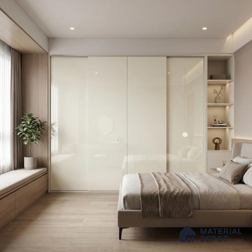 Solid White Solid Color Acrylic Laminate LM 24522 8 ft x 4 ft High Gloss Finish - 1.5 mm | Matching Edgeband code - EB 02076 | Suitable for Living Room, Kitchen, Office