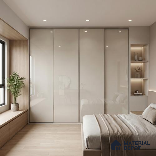 Pearl White Solid Color Acrylic Laminate LM 24525 8 ft x 4 ft High Gloss Finish - 1.5 mm | Matching Edgeband code - EB 02107 | Suitable for Living Room, Kitchen, Office