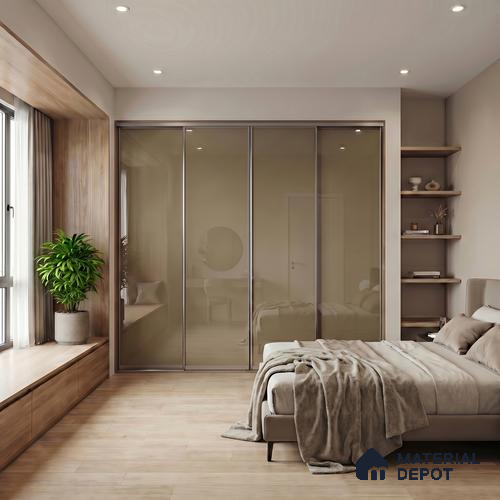 Warm Beige Solid Color Acrylic Laminate LM 24532 8 ft x 4 ft High Gloss Finish - 1.5 mm | Matching Edgeband code - EB 02082 | Suitable for Living Room, Kitchen, Office