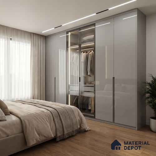 Pebble Grey Solid Color Acrylic Laminate LM 24537 8 ft x 4 ft High Gloss Finish - 1.5 mm | Matching Edgeband code - EB 02086 | Suitable for Living Room, Kitchen, Office