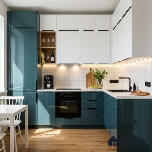 Slate Blue Solid Color Acrylic Laminate LM 24541 8 ft x 4 ft High Gloss Finish - 1.5 mm | Matching Edgeband code - EB 02072 | Suitable for Living Room, Kitchen, Office