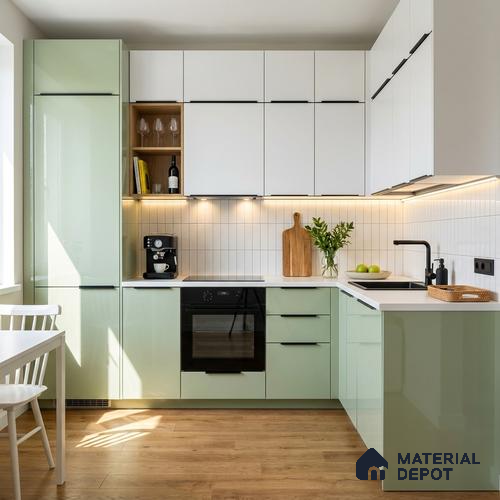 Seafoam Green Solid Color Acrylic Laminate LM 24545 8 ft x 4 ft High Gloss Finish - 1.5 mm | Matching Edgeband code - EB 02078 | Suitable for Living Room, Kitchen, Office