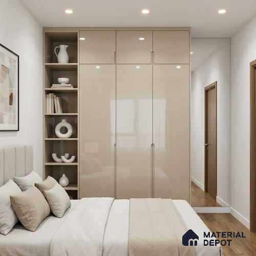 Cream Acrylic Laminate LM 24549 8 ft x 4 ft High Gloss Finish - 1.5 mm | Matching Edgeband code - EB 02109 | Suitable for TV Unit, Wardrobe, Cabinets