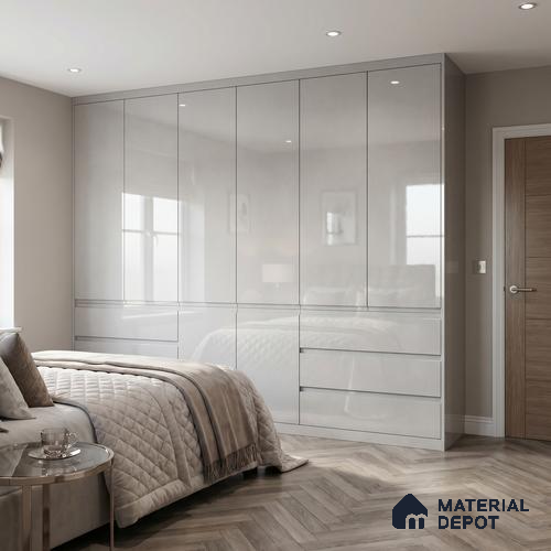 Pure White Solid Color Acrylic Laminate LM 24629 8 ft x 4 ft High Gloss Finish - 1.5 mm | Matching Edgeband code - EB 02112 | Suitable for Living Room, Kitchen, Office