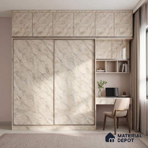 Cream Marble Acrylic Laminate LM 24631 8 ft x 4 ft High Gloss Finish - 1.5 mm | Suitable for TV Unit, Wardrobe, Cabinets