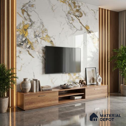 Cream Marble Acrylic Laminate LM 24632 8 ft x 4 ft High Gloss Finish - 1.5 mm | Suitable for TV Unit, Wardrobe, Cabinets