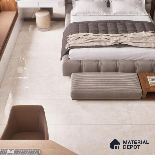 Budget Friendly Marble Floor & Wall Tile Value For Money TL 05593 Crema Logger 4 ft x 2 ft - Vitrified Glossy Finish -9 mm | Suitable for Living Room, Bedroom & Bathroom