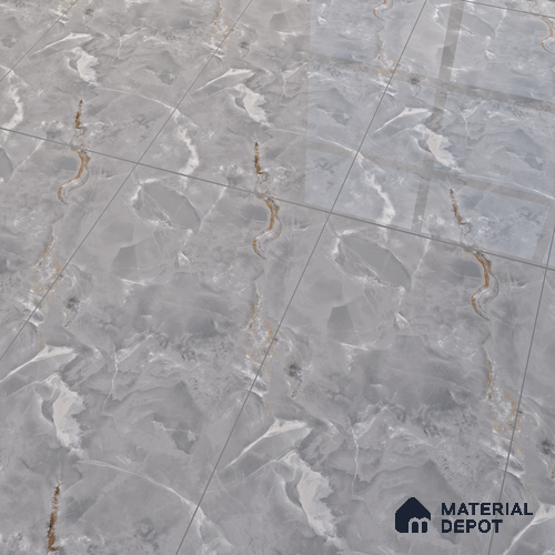 Marble Floor & Wall Tile TL 07130 Ozone Grey 4 ft x 2 ft Glossy Finish Vitrified Tile - 9 mm | 3 Random Design | Suitable For living Room, Bedroom, Bathroom