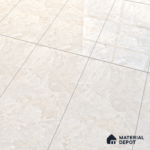 Marble Floor & Wall Tile TL 07136 Orienta Bianco 4 ft x 2 ft Glossy Finish Vitrified Tile - 9 mm | 3 Random Design | Suitable For living Room, Bedroom, Bathroom