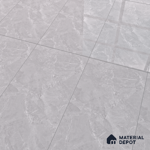 Marble Floor & Wall Tile TL 07138 Sumia Grey 4 ft x 2 ft Glossy Finish Vitrified Tile - 9 mm | 4 Random Design | Suitable For living Room, Bedroom, Bathroom