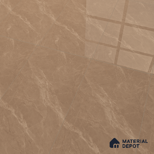 Marble Floor & Wall Tile TL 07092 B Balki Brown 4 ft x 2 ft Glossy Finish Vitrified Tile - 9 mm | 4 Random Design | Suitable For living Room, Bedroom, Bathroom