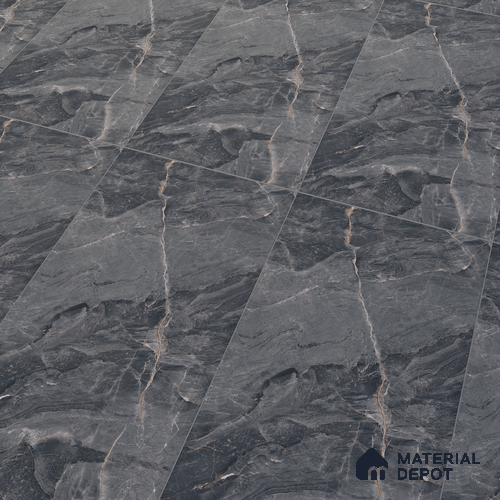 Marble Floor & Wall Tile TL 07154 Jerico Black 4 ft x 2 ft Matte Finish Vitrified Tile - 9 mm | 4 Random Design | Suitable For living Room, Bedroom, Bathroom
