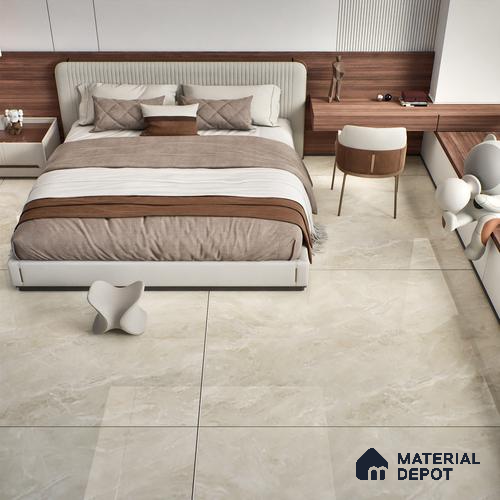 Marble Floor & Wall Tile TL 06846 Lustra Berlin Limestone 6 ft x 4 ft Carving High Gloss Finish Vitrified Large Format Tile - 9 mm | Suitable for Living Room, Bedroom, Bathroom | Adhesive and Spacers Must be Used During Installation