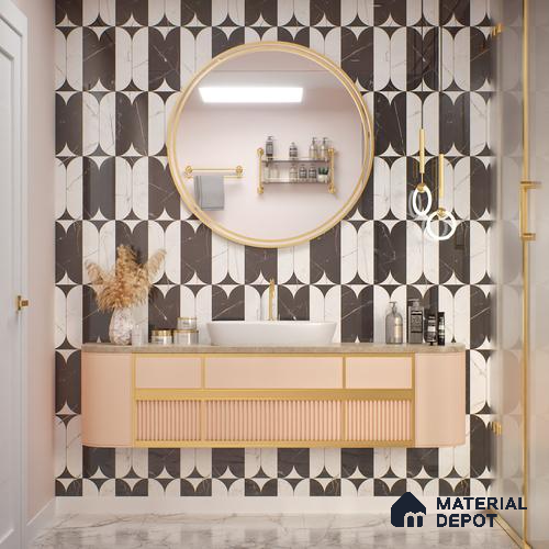 White Highlighter Wall Tile TL 06694 B Gravier Radiant White Embellish 2 ft x 4 ft Vitrified High Gloss Finish - 9 mm | Suitable for Living Room, Bedroom, Bathroom