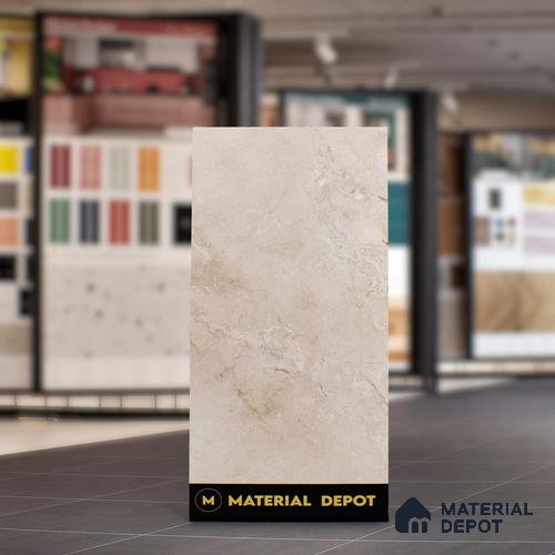 Cream Marble Floor & Wall Tile TL 06710 Gravier Chestnut Cream 2 ft x 4 ft Vitrified Glossy Finish - 9 mm | 5 Random Design | Suitable for Living Room, Bedroom, Bathroom