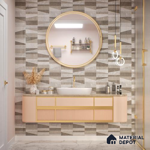 Grey Highlighter Wall Tile TL 06701 B Gravier Frosted Russet Embellish 2 ft x 4 ft Vitrified Glossy Finish - 9 mm | 4 Random Design | Suitable for Living Room, Bedroom, Bathroom