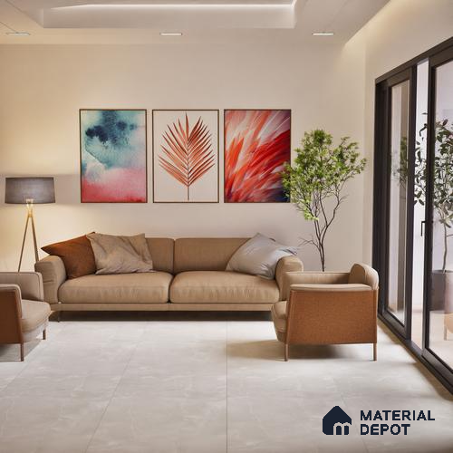 White Marble Floor & Wall Tile TL 07691  Onyx Elegant Bianco 4 ft x 2 ft Vitrified Carving Matte Finish - 9 mm |  | Suitable for Living Room, Bedroom, Bathroom