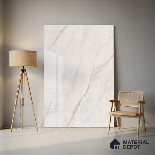 Marble Floor & Wall Tile TL 10263 Michaelangelo Marble 6 ft x 4 ft Carving High Gloss Finish Vitrified Large Format Tile - 9 mm | Suitable for Living Room, Bedroom, Bathroom | Adhesive and Spacers Must be Used During Installation