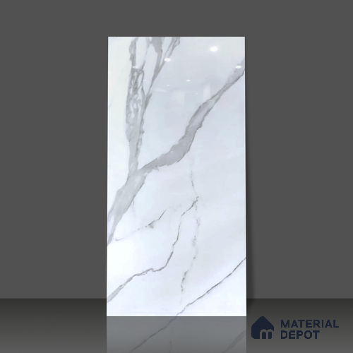 Budget Friendly Marble Wall & Floor Tile Value for Money TL 06291 Arctic White 4 ft x 2 ft - Vitrified Glossy Finish -9 mm | Suitable for Living Room, Bedroom & Bathroom