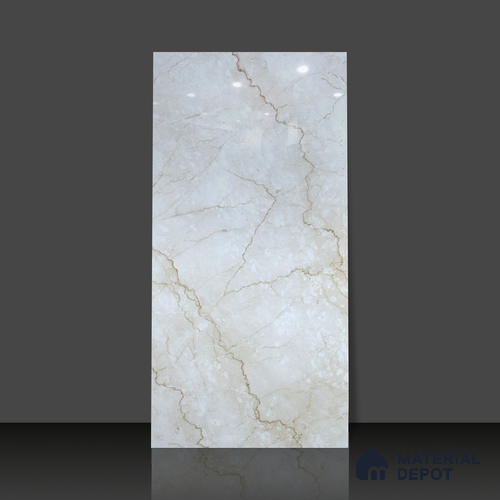Budget Friendly Marble Wall & Floor Tile Value for Money TL 06308 Cream Glow 4 ft x 2 ft - Vitrified Glossy Finish -9 mm | Suitable for Living Room, Bedroom & Bathroom