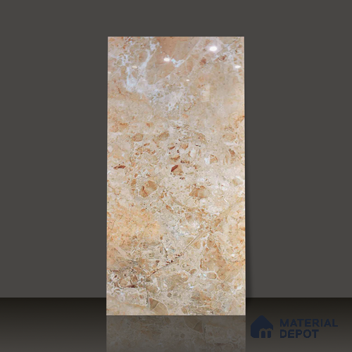 Budget Friendly Marble Wall & Floor Tile Value for Money TL 06290 Ivory Dream 4 ft x 2 ft - Vitrified Glossy Finish -9 mm | Suitable for Living Room, Bedroom & Bathroom