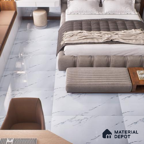 Budget Friendly Marble Wall & Floor Tile Value for Money TL 06297 Mystic White 4 ft x 2 ft - Vitrified Glossy Finish -9 mm | Suitable for Living Room, Bedroom & Bathroom