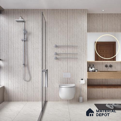 Punch Wall Tile TL 06177 B Flutura Opel Beige Comb 4 ft x 2 ft Vitrified Lustera Effect Feather Feel Matte Finish - 8.5 mm | Suitable for Living Room, Bedroom, Bathroom