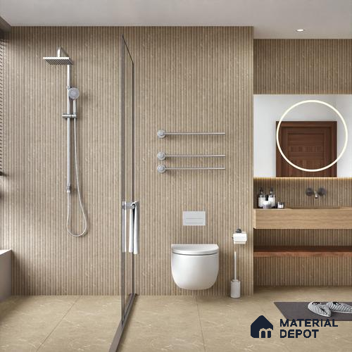 Punch Wall Tile TL 06170 B Flutura Elegance Cord Comb 4 ft x 2 ft Vitrified Lustera Effect Feather Feel Matte Finish - 8.5 mm | Suitable for Living Room, Bedroom, Bathroom