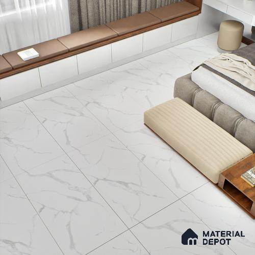 Marble Wall & Floor Tile TL 06188 Classic Satuario 4 ft x 2 ft Vitrified Lustera Effect Feather Feel Matte Finish - 8.5 mm | 6 Random Design | Suitable for Living Room, Bedroom, Bathroom